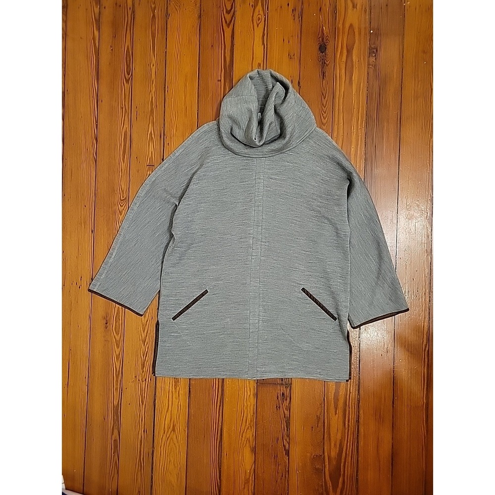 Soft Surroundings Womens XL Tunic Wool Blend Comfy Oversized Cowl Neck Grey Warm